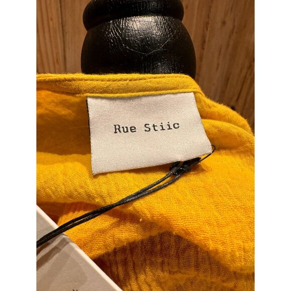 Rue Stiic Small Sahara Shirt Womens Gauze Cotton Mustard Yellow Button-Down - Picture 4 of 6
